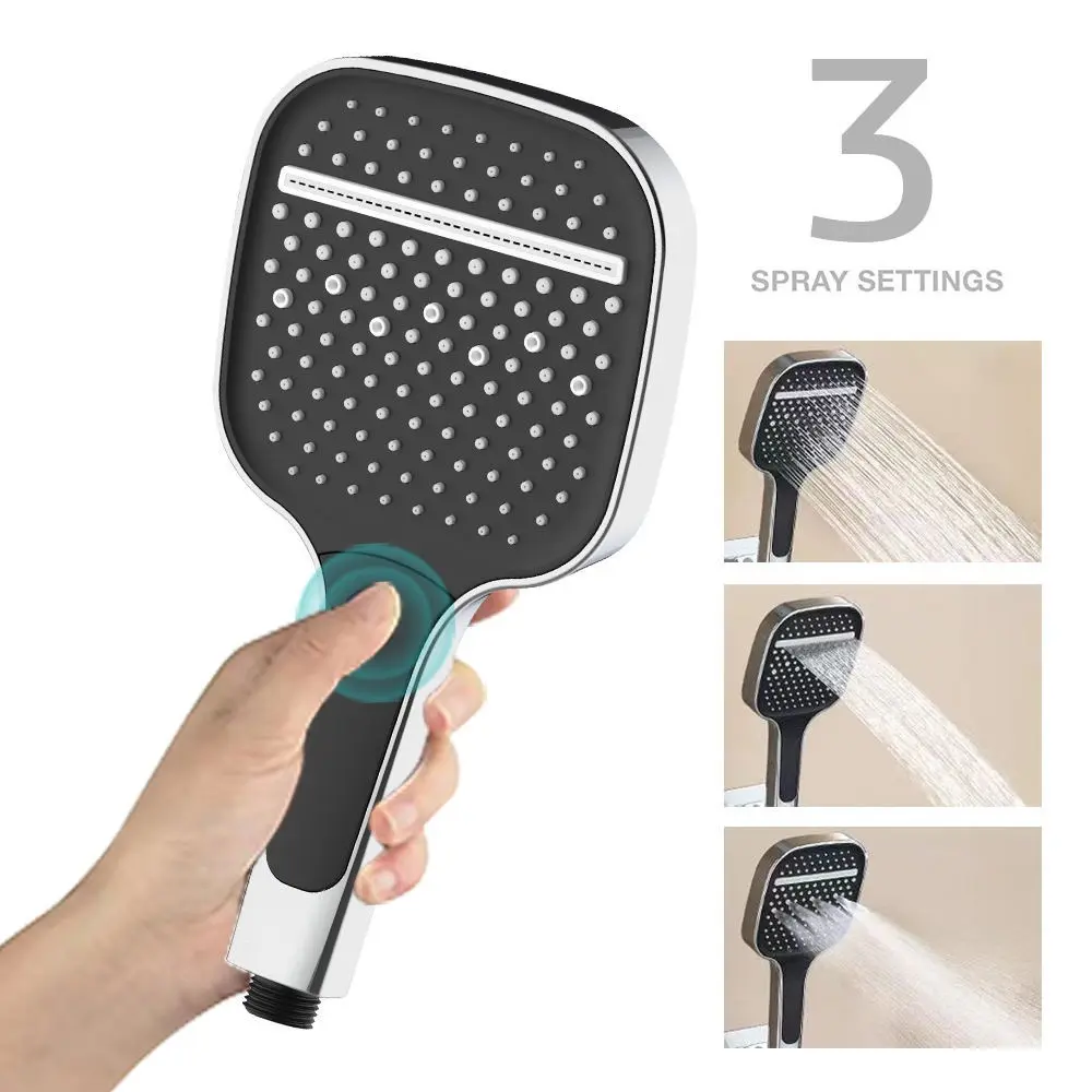 Pindutan ng ABS Square Chrome Finished Select Hand Shower